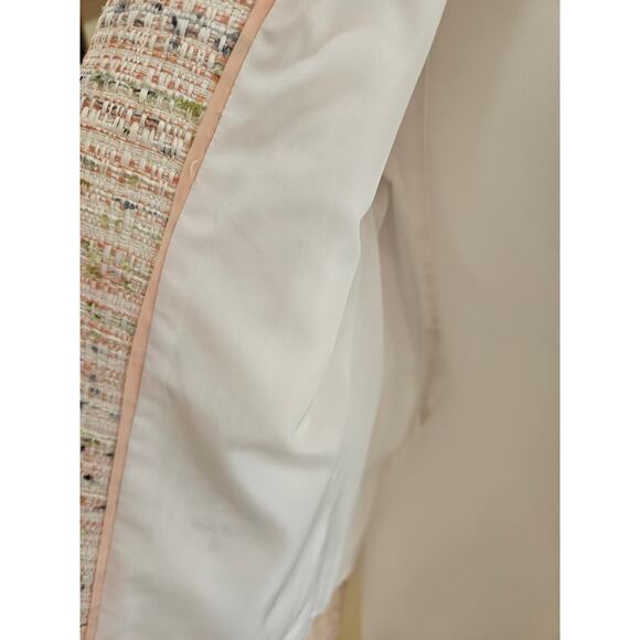 Karl Lagerfeld Pink Tweed Jacket  Vintage Gold Hardware Zip Up Sz 4 - Picture 9 of 12